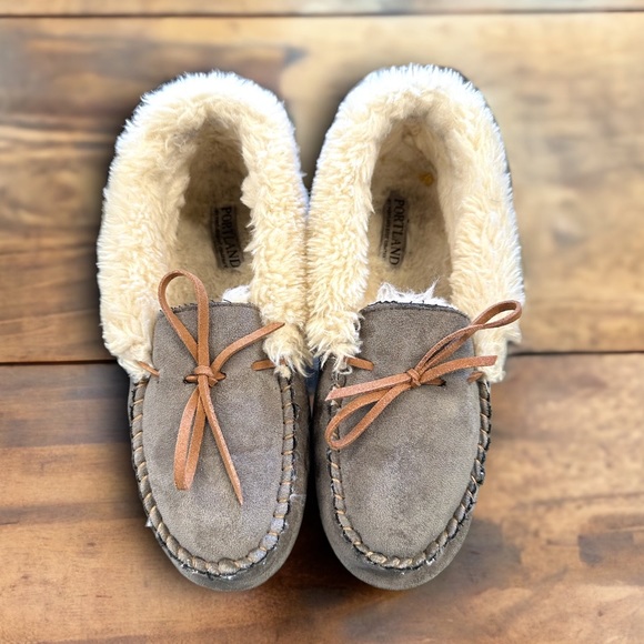 Sz 8 Portland Boot Company Shearling Lined Slippers - Pewter - Picture 2 of 7